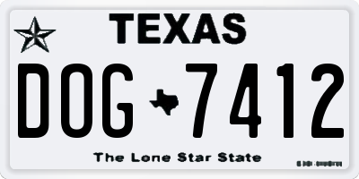 TX license plate DOG7412