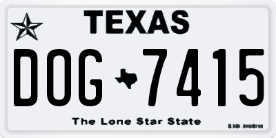 TX license plate DOG7415