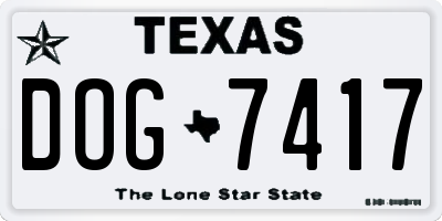 TX license plate DOG7417