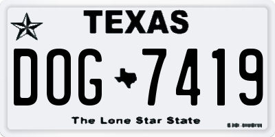 TX license plate DOG7419