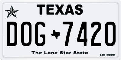 TX license plate DOG7420