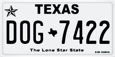 TX license plate DOG7422