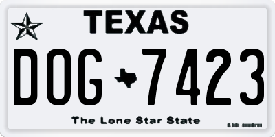 TX license plate DOG7423