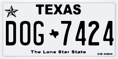 TX license plate DOG7424
