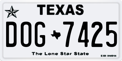 TX license plate DOG7425