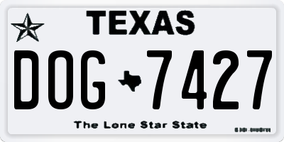 TX license plate DOG7427