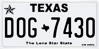 TX license plate DOG7430