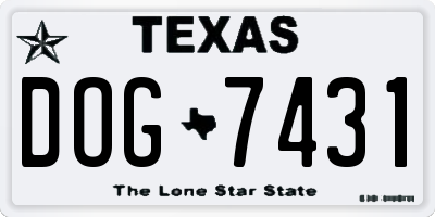 TX license plate DOG7431