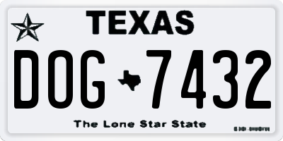 TX license plate DOG7432