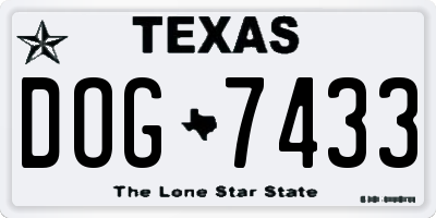 TX license plate DOG7433