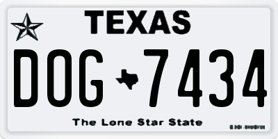 TX license plate DOG7434