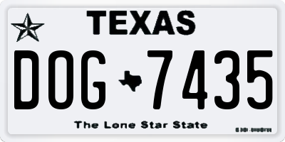 TX license plate DOG7435