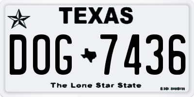 TX license plate DOG7436