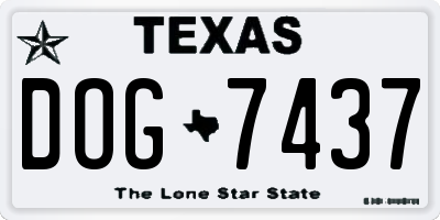 TX license plate DOG7437