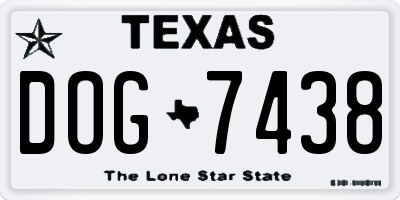 TX license plate DOG7438
