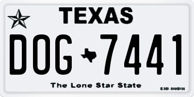 TX license plate DOG7441