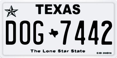 TX license plate DOG7442
