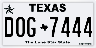 TX license plate DOG7444