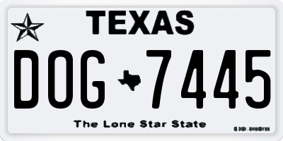 TX license plate DOG7445