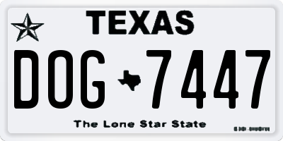 TX license plate DOG7447