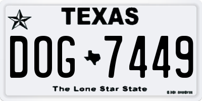 TX license plate DOG7449