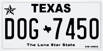 TX license plate DOG7450
