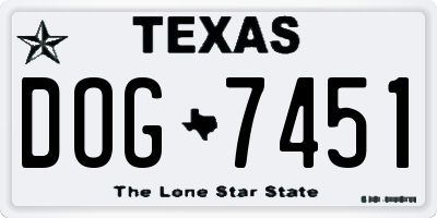 TX license plate DOG7451