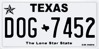 TX license plate DOG7452
