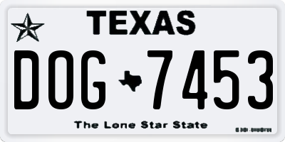 TX license plate DOG7453