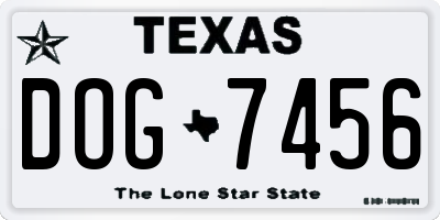 TX license plate DOG7456