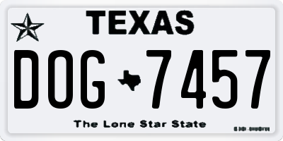 TX license plate DOG7457