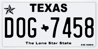TX license plate DOG7458