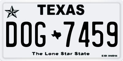 TX license plate DOG7459