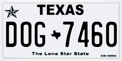 TX license plate DOG7460