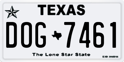 TX license plate DOG7461