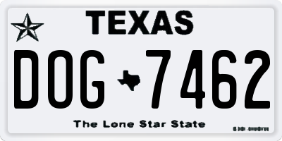TX license plate DOG7462