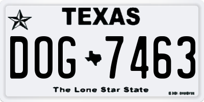 TX license plate DOG7463