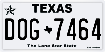 TX license plate DOG7464