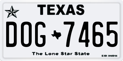 TX license plate DOG7465