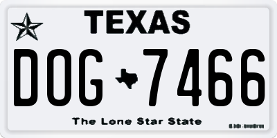 TX license plate DOG7466