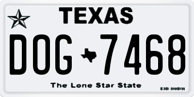 TX license plate DOG7468