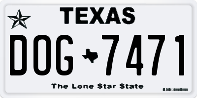 TX license plate DOG7471