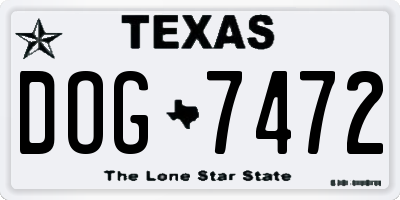 TX license plate DOG7472