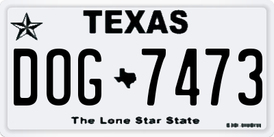TX license plate DOG7473