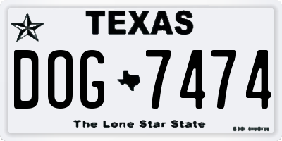 TX license plate DOG7474