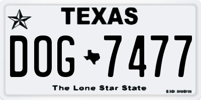 TX license plate DOG7477