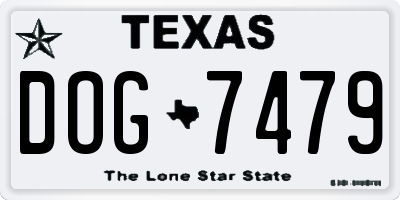 TX license plate DOG7479