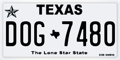 TX license plate DOG7480