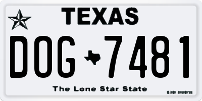 TX license plate DOG7481