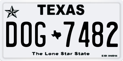 TX license plate DOG7482